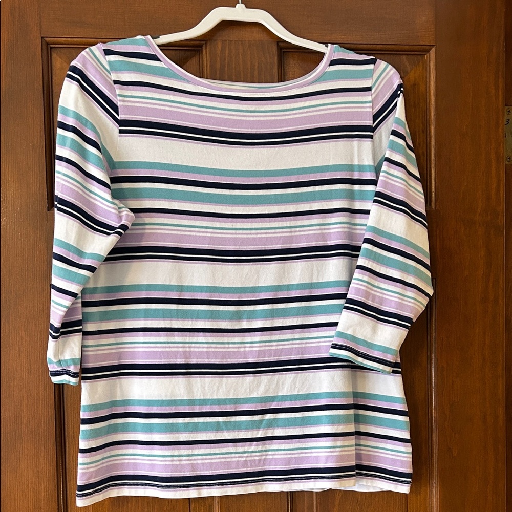 Talbots Multicolor Striped Long Sleeve Top